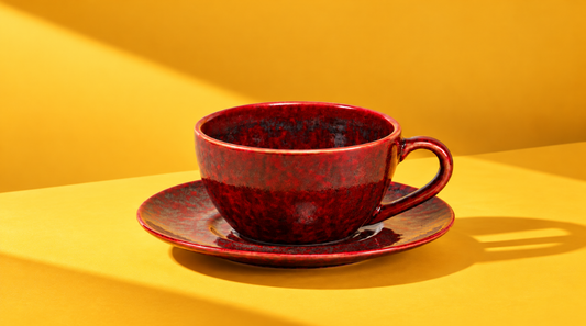 LECTOR Homura Reactive Fire-Glaze Porcelain Cup & Saucer (Red)