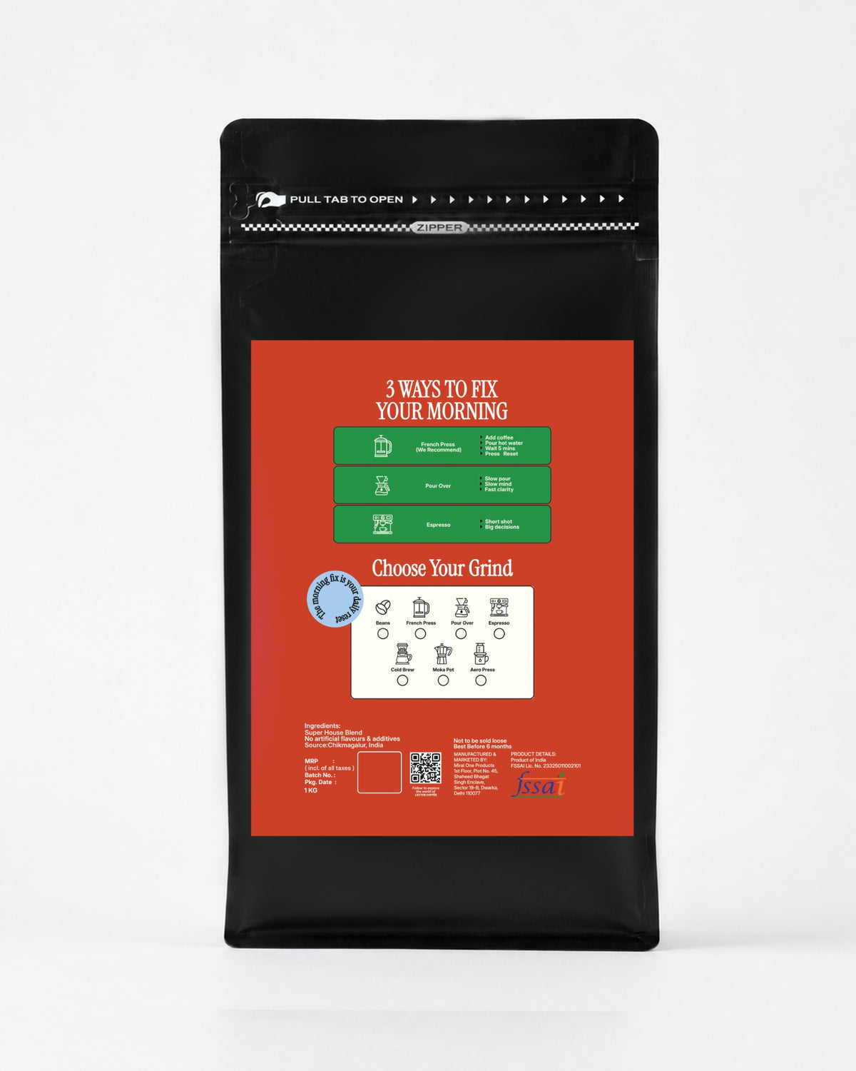 The Espresso Heat tall pouch back, printed 1 kg