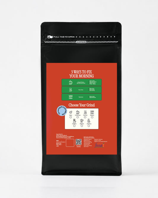 The Espresso Heat tall pouch back, printed 1 kg