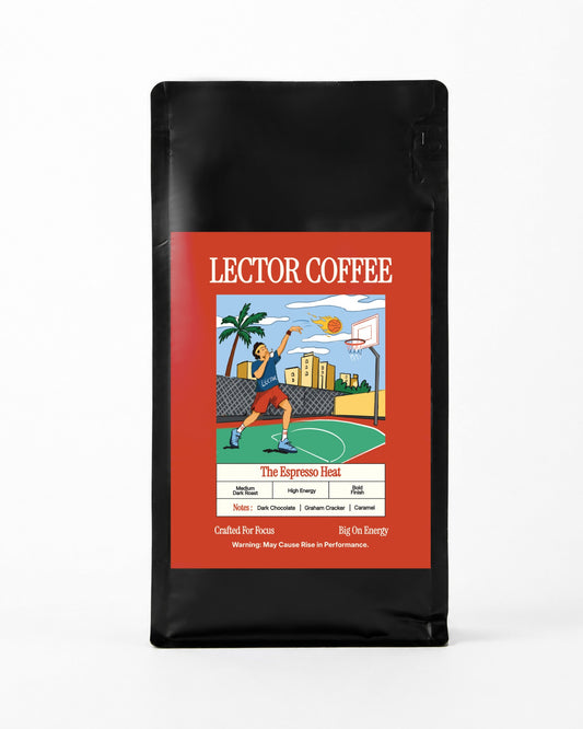 The Espresso Heat tall black pouch, front