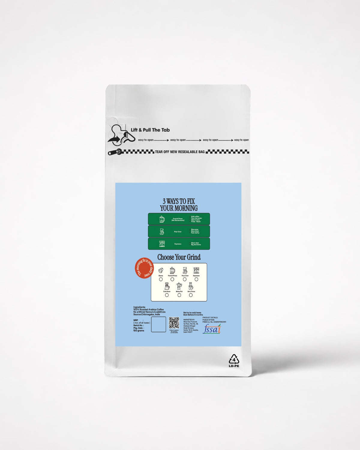 The Morning Fix additional packaging back — 100 g bundle-only pack